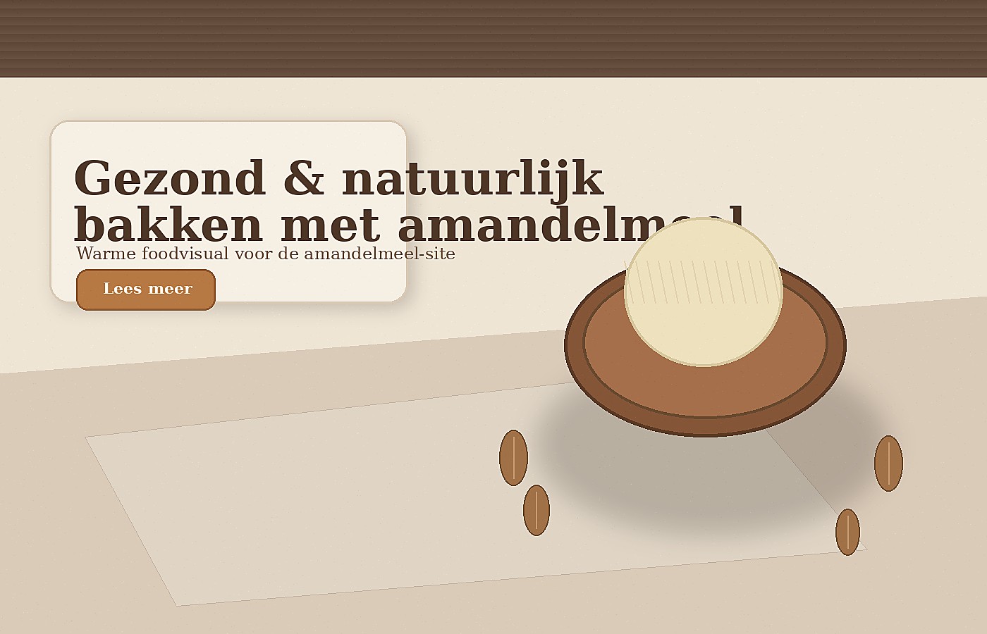 Kom met amandelmeel en amandelen in warme rustieke setting